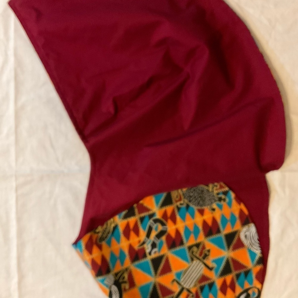Hand Crafted Ankara African Print Capelet Sz. 16 Burgundy Turquoise Orange Lined - Picture 5 of 10
